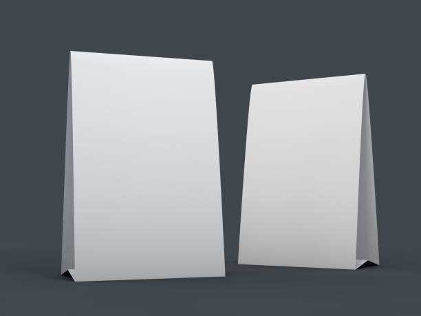 istock Stand for booklets with white sheets of paper. Mockup. 3D 1096617782