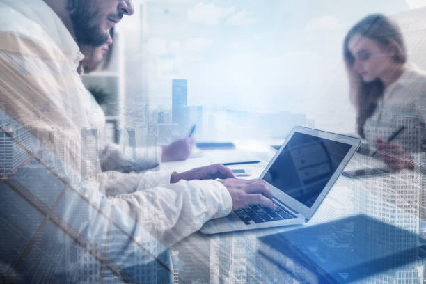 istock Business people working in office, city 1096625902