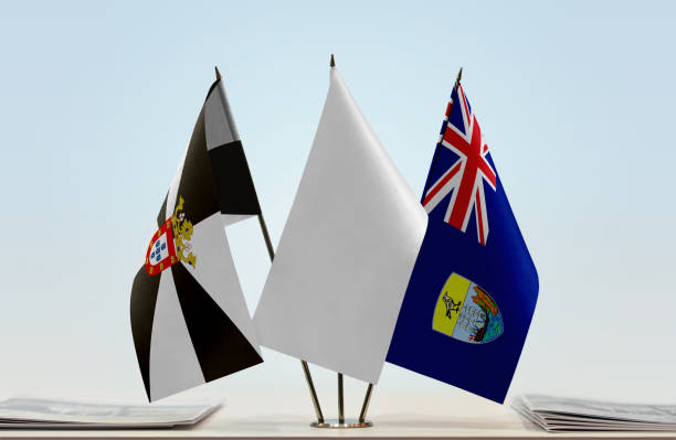 istock Flags of Ceuta and Saint Helena 1096635796