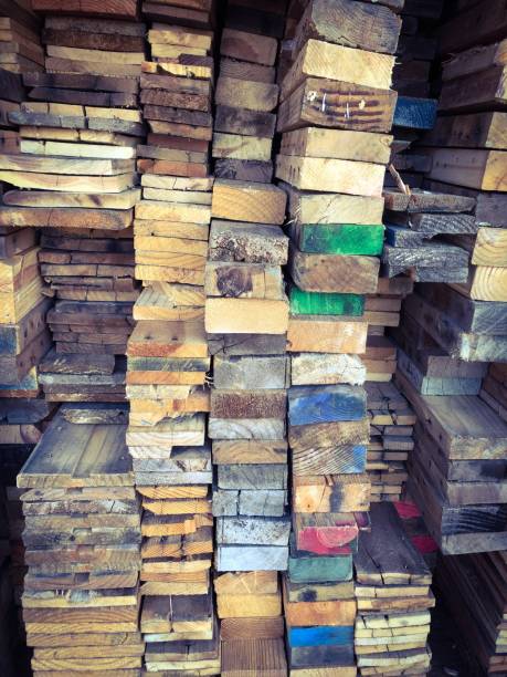 istock Stack of Wood with Colorful Ends Background Texture 1096637958