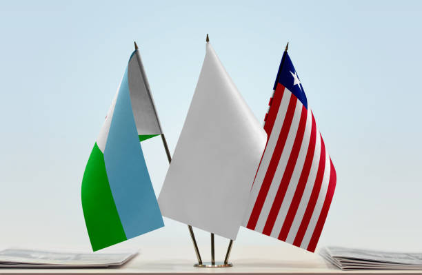 istock Flags of Djibouti and Liberia 1096641236
