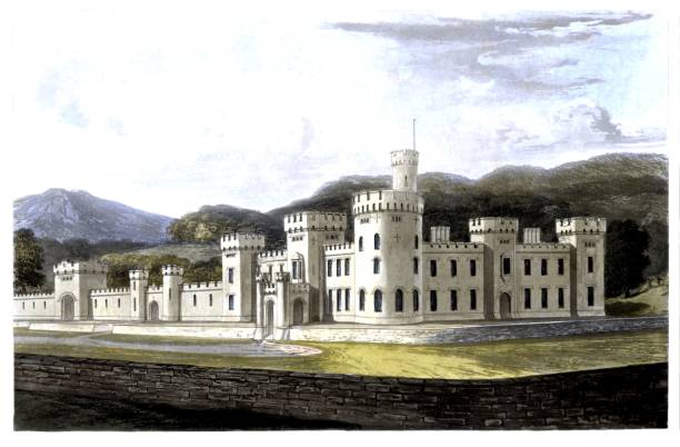 illustrazioni stock, clip art, cartoni animati e icone di tendenza di castello di cyfarthfa nel glamorganshire, galles del sud - glamorganshire