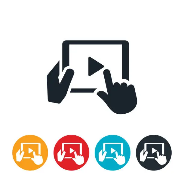 Vector illustration of Video on Tablet PC Icon