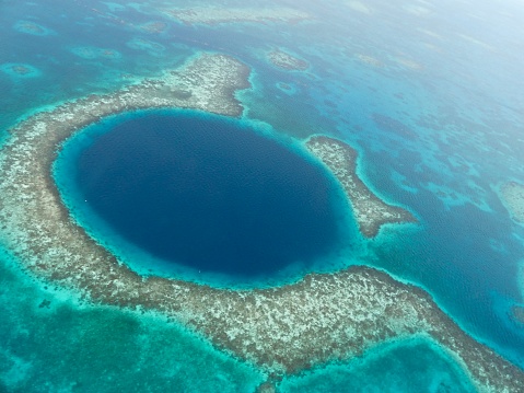 The Blue Hole in Belize from above