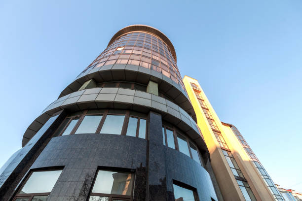istock Fragment of facade wall of modern glass skyscraper 1096660184
