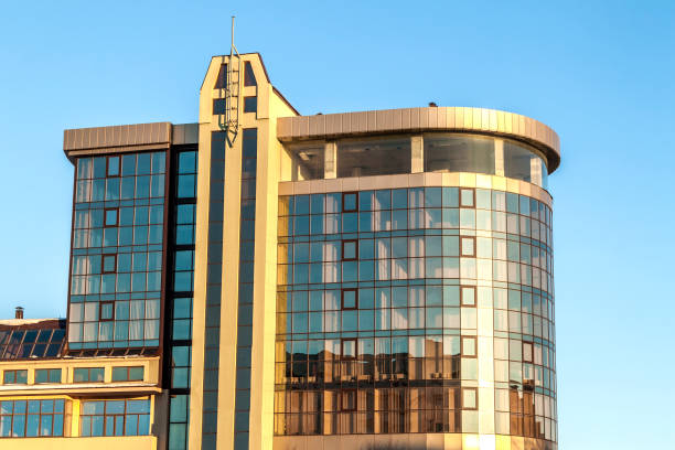 istock Fragment of facade wall of modern glass skyscraper 1096660202