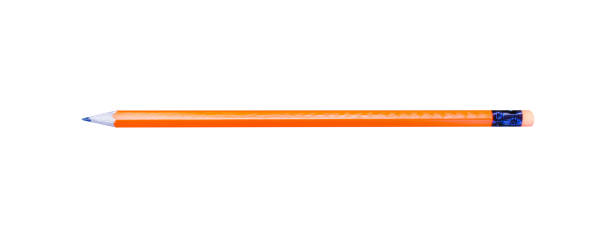 istock Colorful orange pencil with eraser isolated on white background  with clipping path , drawing instrument 1096702440