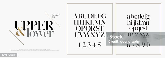 istock Elegant alphabet letters font set. Classic Custom Lettering Designs for logo, Poster. Typography fonts classic style, regular uppercase, lowercase and number. vector illustration 1096706584