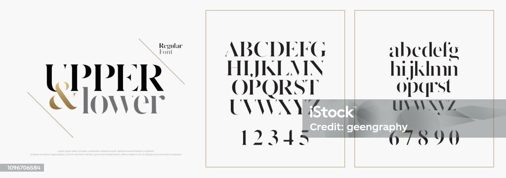 Elegant alphabet letters font set. Classic Custom Lettering Designs for logo, Poster. Typography fonts classic style, regular uppercase, lowercase and number. vector illustration Typescript stock vector