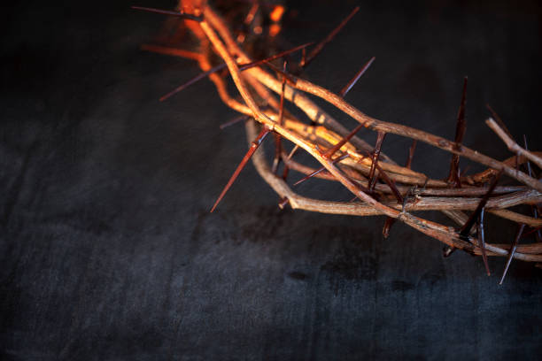 istock Easter Crown of thorns on an old wood background 1096718736