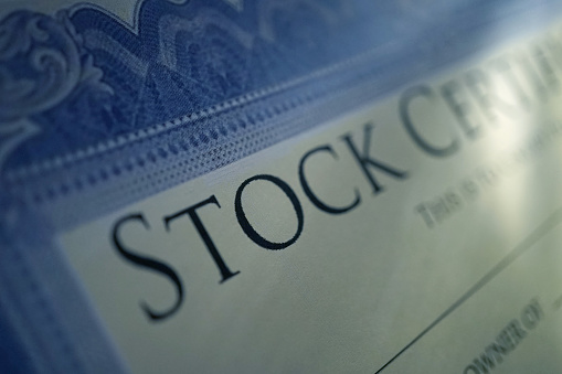 close up shot of stock certificate