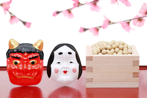 Japanese traditional event, soybeans and mask of demon are used on an annual event /Setsubun.