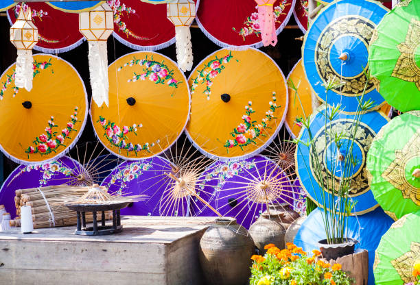 istock Umbrellas  / Paper umbrellas colorful 1096731180