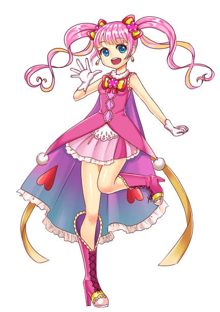Cute Magical girl This comic illustration represented  a magical pretty woman 's. cosplay character stock illustrations