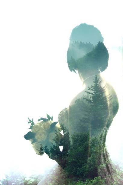 istock silhouette of a bride and a forest 1096740476