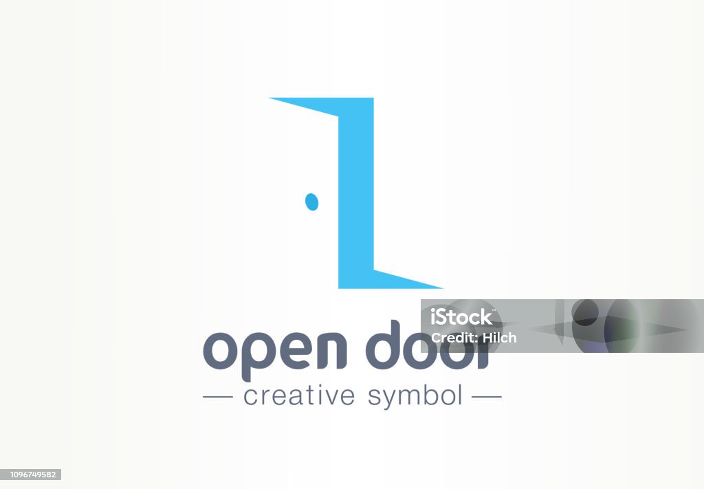 Open door, in and out creative symbol concept. Enter, exit, real estate agency abstract business pictogram. Home furniture, room interior, doorway icon. Open door, in and out creative symbol concept. Enter, exit, real estate agency abstract business pictogram. Home furniture, room interior, doorway icon. Corporate identity sign, company graphic design Door stock vector