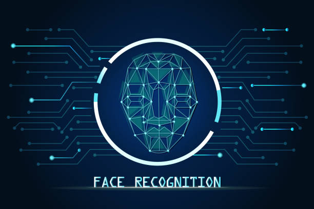 顔認識の背景 - 顔認証点のイラスト素材／クリップアート素材／マンガ素材／アイコン素材