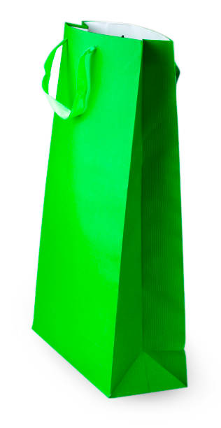 istock Green paper bag isolated on white with Clipping Path 1096751890