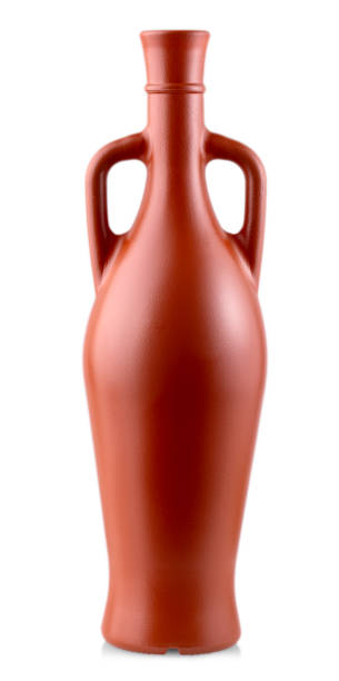 istock Clay bottle of wine isolated on white 1096754824