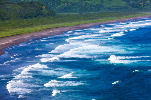 istock Top view ocean waves and beach on Pacific ocean 1096756262