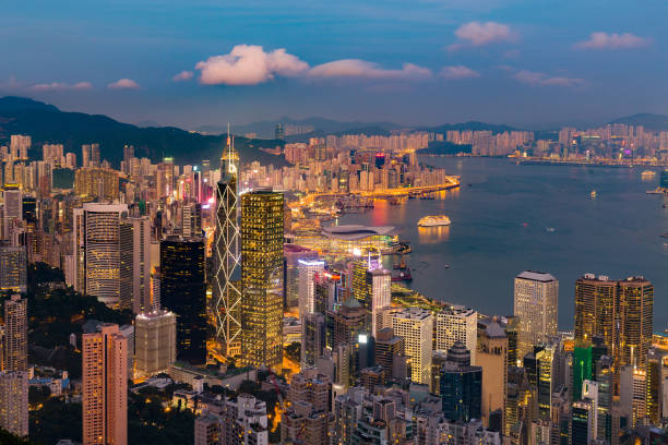 istock Night light Hong Kong central business downtown 1096763198