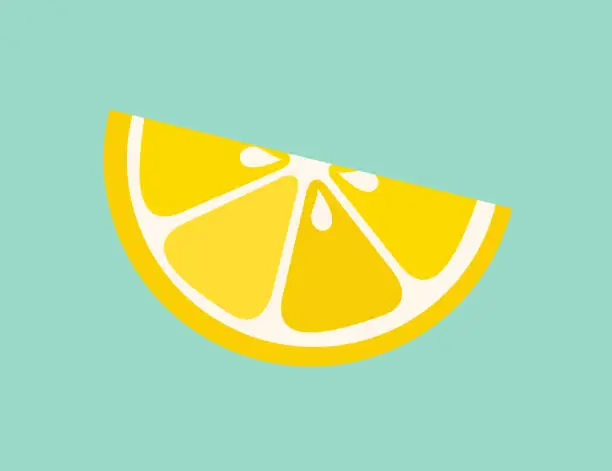 Vector illustration of Vector illustration in flat style. Half lemon slices. Healthy vegetarian food.