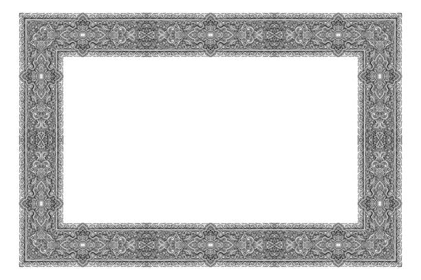 istock Antique silver carved picture frame isolated on white 1096769124