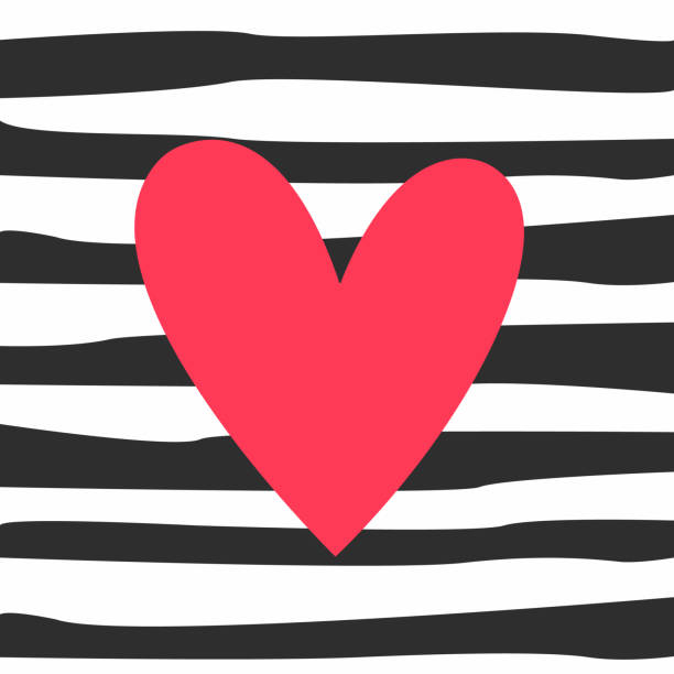 Beautiful background. Red heart on horizontal ink black and white stripes. Beautiful background. Red heart on horizontal ink black and white stripes. Design greeting card and invitation of the wedding, birthday, Valentine s Day, mother s day and holiday. valentine s day holiday stock illustrations