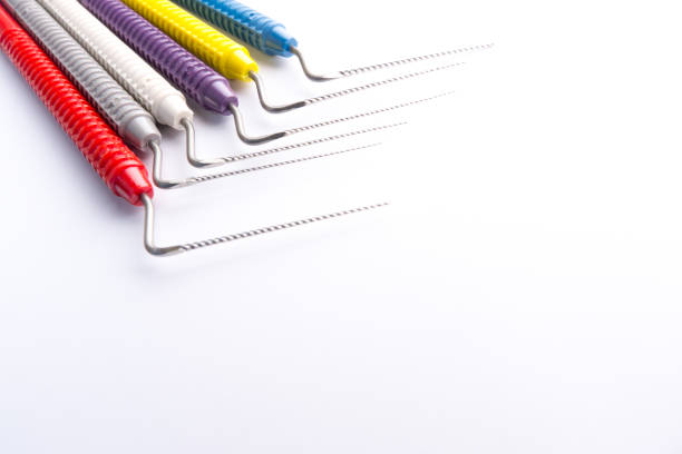 istock Endodontic instruments. Dental instruments for tooth canal cleaning. Tooth canal cleaning device. 1096780314