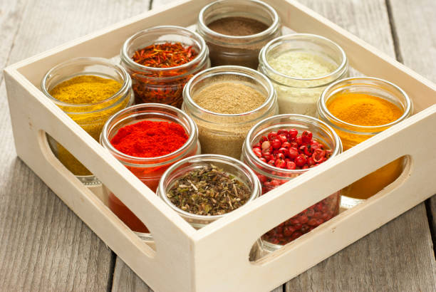 istock Spices jar weathered old wooden table 1096780860