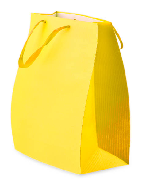 istock Yellow shopping bags on white 1096781638