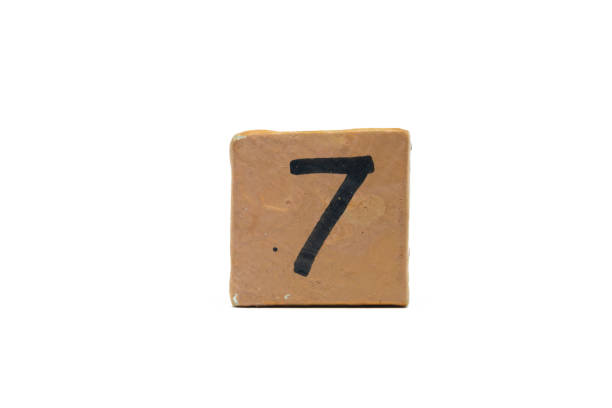 istock Number seven on cube of wooden material isolated on white background 1096794824