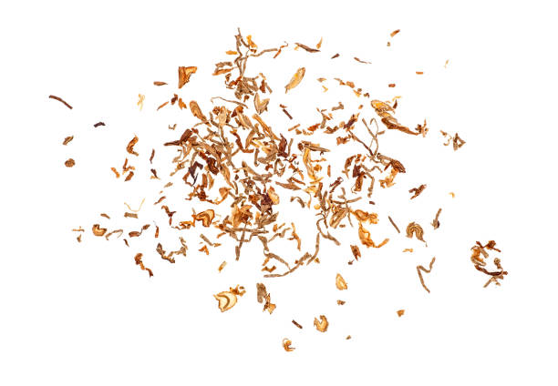 istock Dried smoking tobacco isolated on a white background, top view. 1096796684