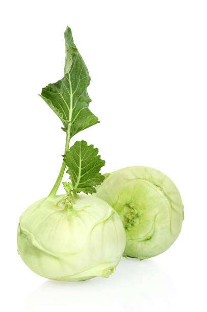 kohlrabi vegetable, isolated for text - kohlrabi imagens e fotografias de stock