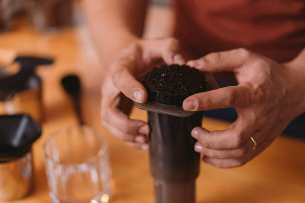 istock Aeropress coffee maker ready for brewing 1096800066