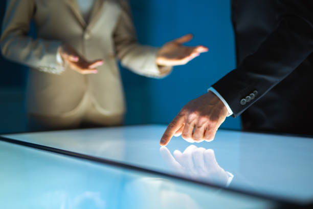 istock The woman and a man working with a sensor screen 1096809972