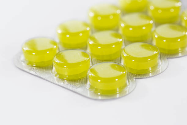 Blister packet with lemon flavoured cough pastelles.