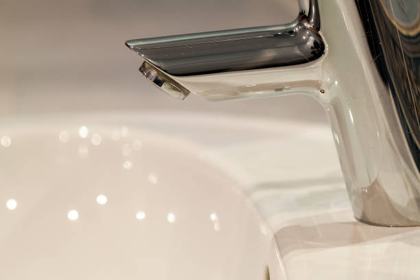 istock Bathroom interior with sink and faucet valve. 1096815128