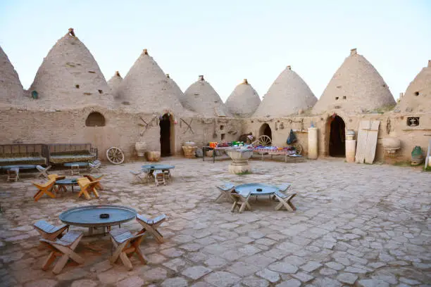 mesopotamian traditional historic mud houses in urfa. It's a public guesthouse in Urfa provence wtih traditional local houses.