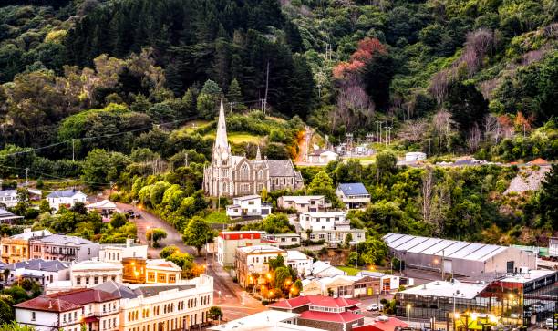 Port town of Port Chalmers, Dunedin New Zealand Port town of Port Chalmers, Dunedin New Zealand old jetty dunedin stock pictures, royalty-free photos & images