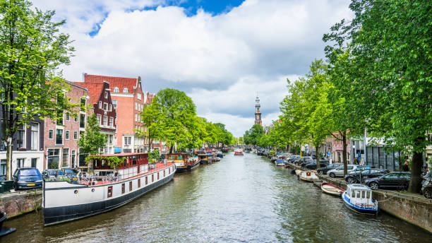 istock Typical Dutch Houses and Houseboat 1096853332