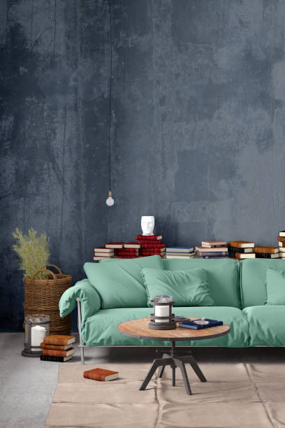 istock Modern Nordic living room interior with sofa and lots of details 1096853708