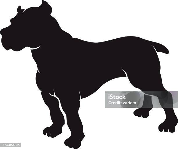 Pitbull Dog Silhouette Stock Illustration - Download Image Now - Bulldog, Pit Bull Terrier, Icon Symbol
