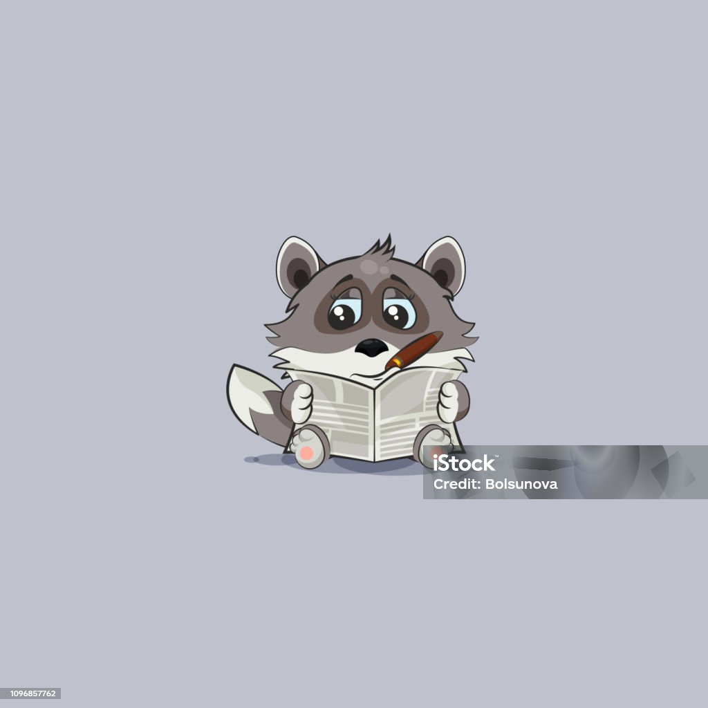 wolf cub pup with cigar reading newspaper Vector Stock Illustration isolated Emoji character cartoon happy wealth riches wolf cub pup sticker emoticon with cigar reading newspaper business news for mobile app infographic motion design. Cute stock vector