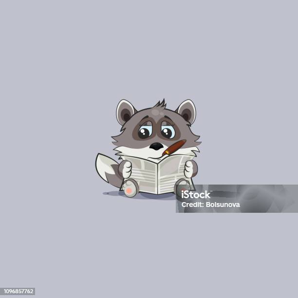 Wolf Cub Pup With Cigar Reading Newspaper Stock Illustration - Download Image Now - Cute, Newspaper, Reading