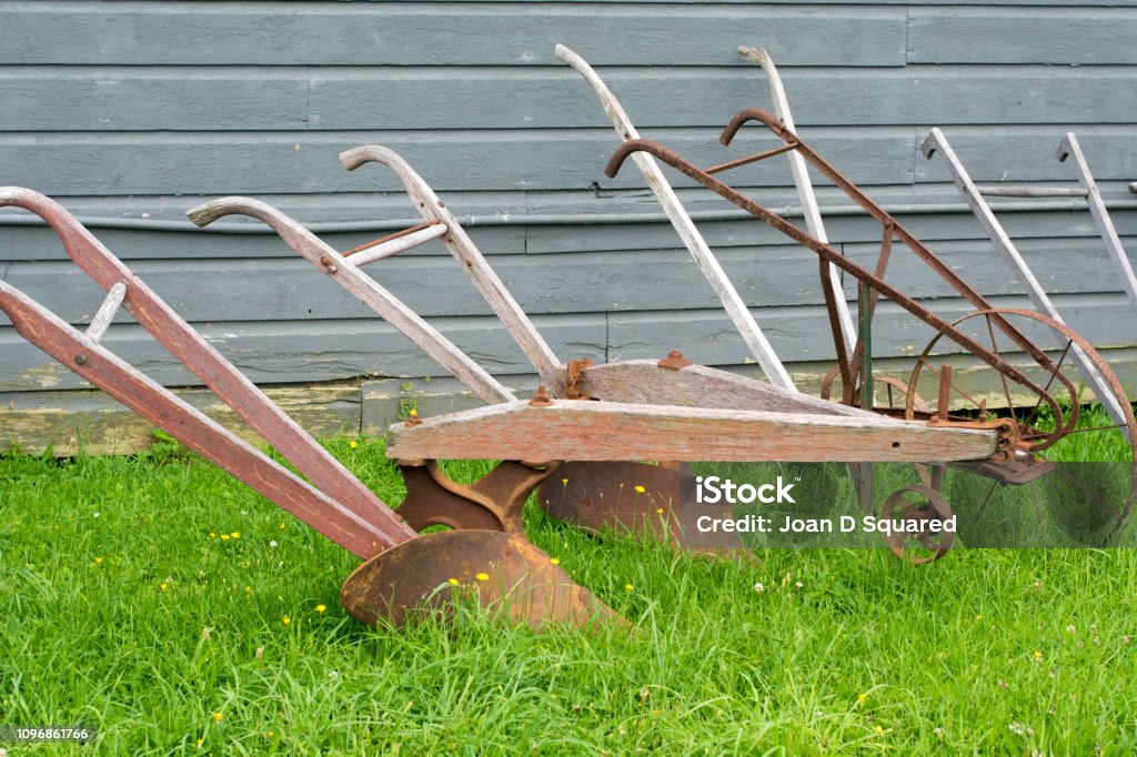 Antique Farm Plows Stock Photo - Download Image Now - Agricultural
