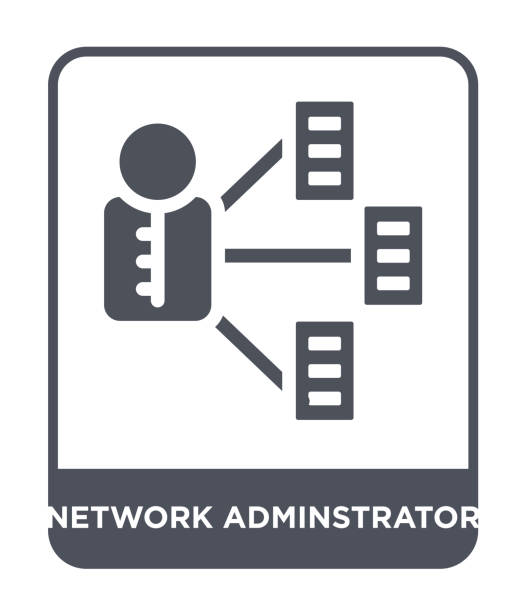 netzwerk administrator symbol vektor auf weißem hintergrund, netzwerk administrator trendige gefüllt symbole aus internet-sicherheit und vernetzung-sammlung - adminstrator stock-grafiken, -clipart, -cartoons und -symbole