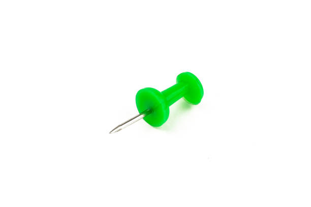 istock Metal pin, green pin on white background. Isolated. 1096865514