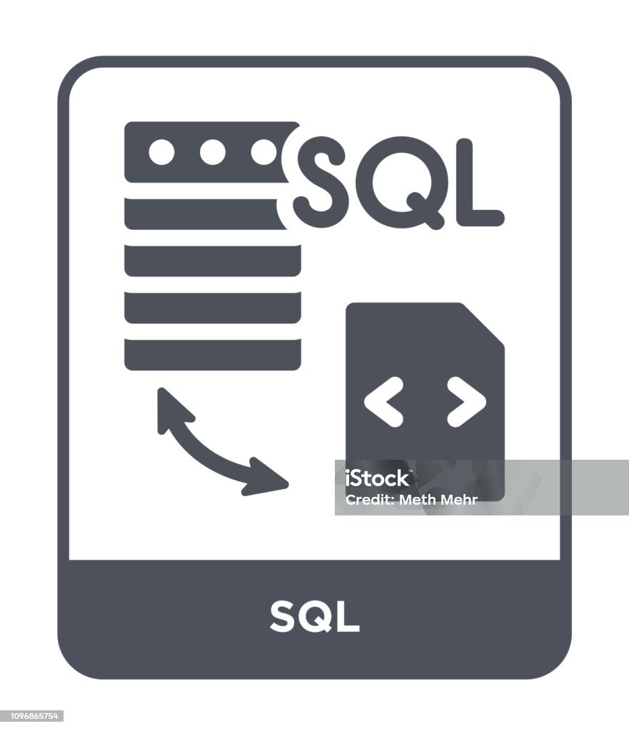 Sqlsymbol Vektor Auf Weißem Hintergrund Gefüllt Sql Trendige Symbole ...