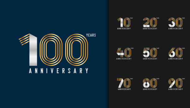 Set of anniversary logotype. Golden and silver anniversary celebration emblem design for company profile, booklet, leaflet, magazine, brochure poster, web, invitation or greeting card. Vector illustration. Set of anniversary logotype. Golden and silver anniversary celebration emblem design for company profile, booklet, leaflet, magazine, brochure poster, web, invitation or greeting card. Vector illustration. anniversary stock illustrations